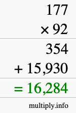 How to calculate 177 times 92 using long multiplication