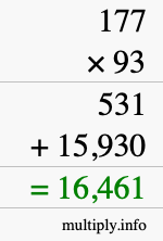 How to calculate 177 times 93 using long multiplication