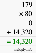 How to calculate 179 times 80 using long multiplication