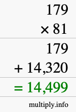 How to calculate 179 times 81 using long multiplication