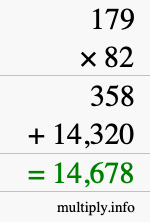 How to calculate 179 times 82 using long multiplication