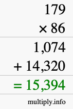 How to calculate 179 times 86 using long multiplication