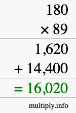 How to calculate 180 times 89 using long multiplication How to calculate 180 times 89 using long multiplication