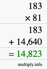 How to calculate 183 times 81 using long multiplication