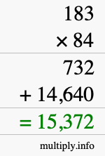 How to calculate 183 times 84 using long multiplication