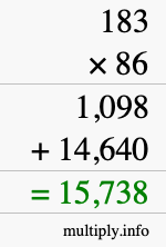 How to calculate 183 times 86 using long multiplication