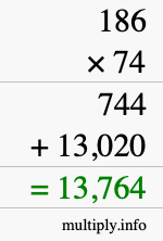 How to calculate 186 times 74 using long multiplication How to calculate 186 times 74 using long multiplication