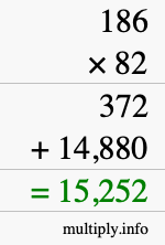 How to calculate 186 times 82 using long multiplication