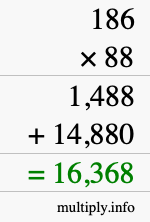 How to calculate 186 times 88 using long multiplication How to calculate 186 times 88 using long multiplication