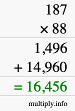 How to calculate 187 times 88 using long multiplication How to calculate 187 times 88 using long multiplication