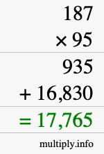 How to calculate 187 times 95 using long multiplication How to calculate 187 times 95 using long multiplication