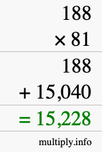 How to calculate 188 times 81 using long multiplication