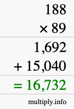 How to calculate 188 times 89 using long multiplication How to calculate 188 times 89 using long multiplication