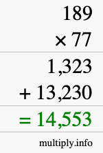 How to calculate 189 times 77 using long multiplication
