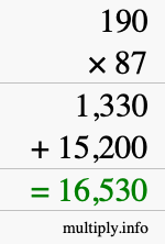 How to calculate 190 times 87 using long multiplication How to calculate 190 times 87 using long multiplication