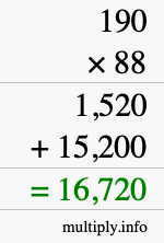 How to calculate 190 times 88 using long multiplication How to calculate 190 times 88 using long multiplication