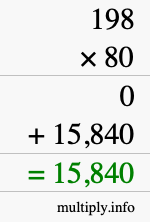 How to calculate 198 times 80 using long multiplication How to calculate 198 times 80 using long multiplication