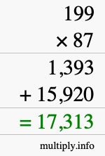 How to calculate 199 times 87 using long multiplication How to calculate 199 times 87 using long multiplication