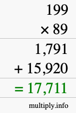 How to calculate 199 times 89 using long multiplication How to calculate 199 times 89 using long multiplication
