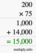 How to calculate 200 times 75 using long multiplication How to calculate 200 times 75 using long multiplication