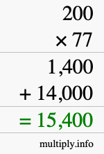 How to calculate 200 times 77 using long multiplication