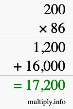 How to calculate 200 times 86 using long multiplication How to calculate 200 times 86 using long multiplication
