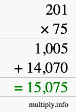 How to calculate 201 times 75 using long multiplication How to calculate 201 times 75 using long multiplication