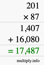 How to calculate 201 times 87 using long multiplication How to calculate 201 times 87 using long multiplication