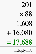 How to calculate 201 times 88 using long multiplication How to calculate 201 times 88 using long multiplication