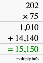 How to calculate 202 times 75 using long multiplication How to calculate 202 times 75 using long multiplication