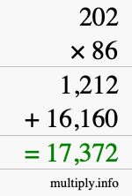 How to calculate 202 times 86 using long multiplication How to calculate 202 times 86 using long multiplication