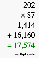 How to calculate 202 times 87 using long multiplication How to calculate 202 times 87 using long multiplication