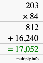 How to calculate 203 times 84 using long multiplication