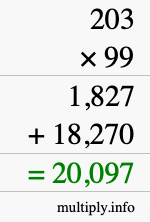 How to calculate 203 times 99 using long multiplication How to calculate 203 times 99 using long multiplication
