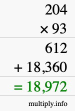 How to calculate 204 times 93 using long multiplication How to calculate 204 times 93 using long multiplication
