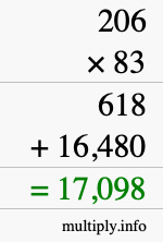 How to calculate 206 times 83 using long multiplication