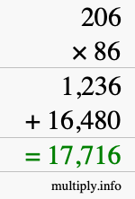 How to calculate 206 times 86 using long multiplication How to calculate 206 times 86 using long multiplication