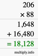 How to calculate 206 times 88 using long multiplication How to calculate 206 times 88 using long multiplication