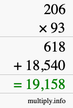 How to calculate 206 times 93 using long multiplication How to calculate 206 times 93 using long multiplication