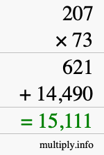 How to calculate 207 times 73 using long multiplication