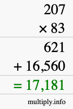 How to calculate 207 times 83 using long multiplication