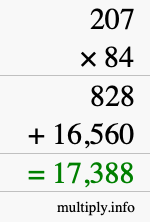 How to calculate 207 times 84 using long multiplication
