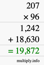 How to calculate 207 times 96 using long multiplication