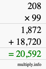 How to calculate 208 times 99 using long multiplication How to calculate 208 times 99 using long multiplication