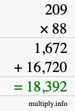 How to calculate 209 times 88 using long multiplication How to calculate 209 times 88 using long multiplication