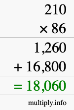 How to calculate 210 times 86 using long multiplication How to calculate 210 times 86 using long multiplication