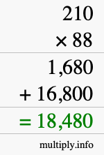 How to calculate 210 times 88 using long multiplication How to calculate 210 times 88 using long multiplication