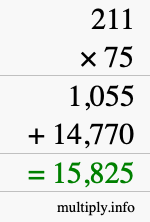 How to calculate 211 times 75 using long multiplication How to calculate 211 times 75 using long multiplication