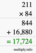 How to calculate 211 times 84 using long multiplication How to calculate 211 times 84 using long multiplication