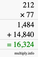 How to calculate 212 times 77 using long multiplication How to calculate 212 times 77 using long multiplication